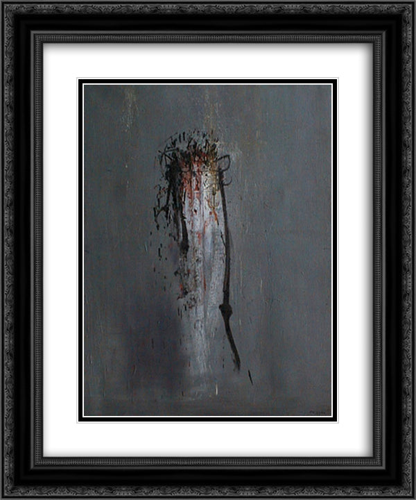 Sindone 20x24 Black Ornate Wood Framed Art Print Poster with Double Matting by Scanavino, Emilio