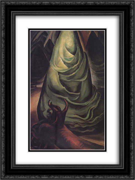 A Young tree 18x24 Black Ornate Wood Framed Art Print Poster with Double Matting by Carr, Emily