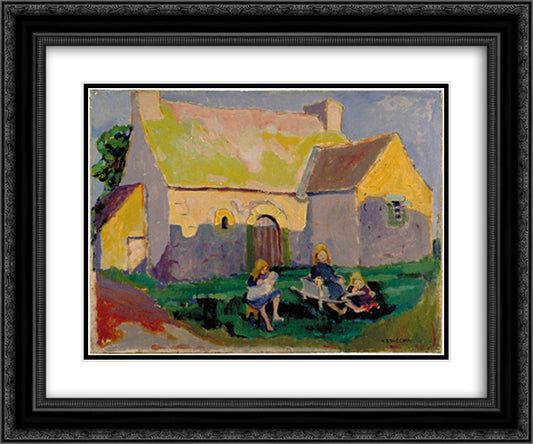 Breton church 24x20 Black Ornate Wood Framed Art Print Poster with Double Matting by Carr, Emily