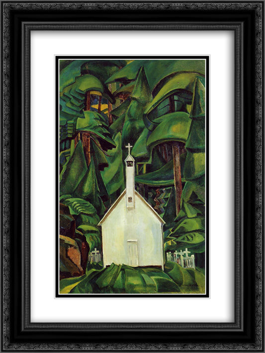 Indian Church 18x24 Black Ornate Wood Framed Art Print Poster with Double Matting by Carr, Emily