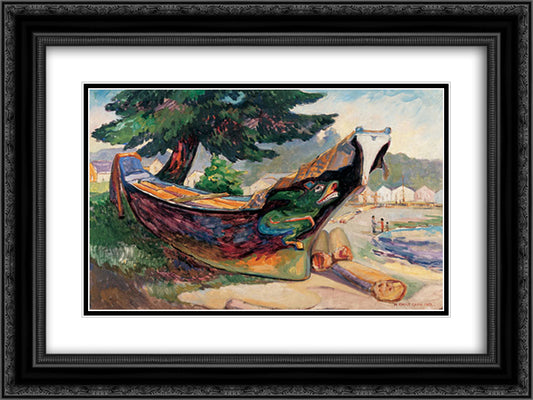 Indian War Canoe (Alert Bay) 24x18 Black Ornate Wood Framed Art Print Poster with Double Matting by Carr, Emily