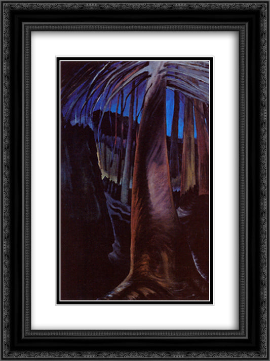 Old Trees at Dusk 18x24 Black Ornate Wood Framed Art Print Poster with Double Matting by Carr, Emily