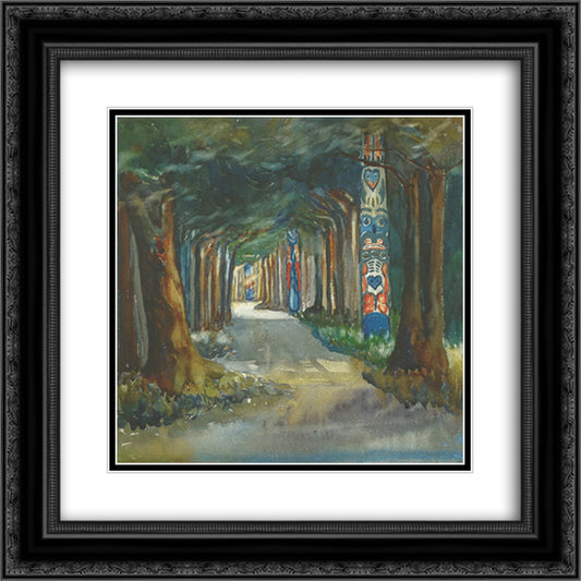 Totem Walk at Sitka 20x20 Black Ornate Wood Framed Art Print Poster with Double Matting by Carr, Emily