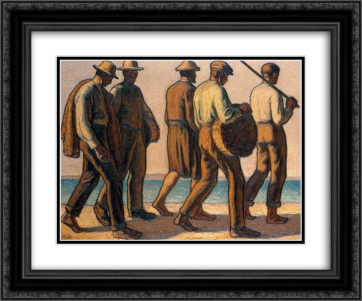 Fishermen 24x20 Black Ornate Wood Framed Art Print Poster with Double Matting by Zairis, Emmanuel