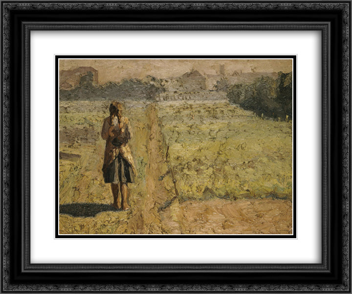 Girl in the vegetable garden 24x20 Black Ornate Wood Framed Art Print Poster with Double Matting by Zairis, Emmanuel