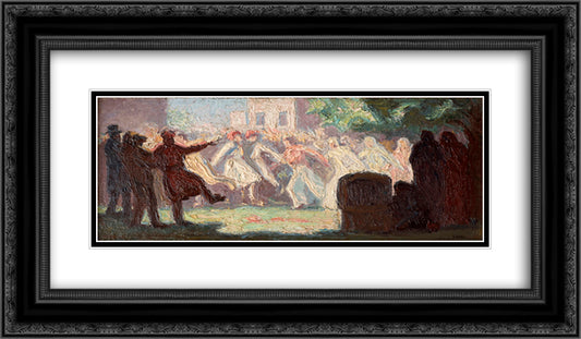 The Carnival in Athens 24x14 Black Ornate Wood Framed Art Print Poster with Double Matting by Zairis, Emmanuel