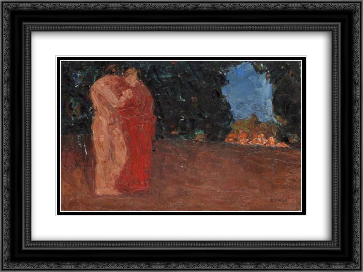 The lovers 24x18 Black Ornate Wood Framed Art Print Poster with Double Matting by Zairis, Emmanuel