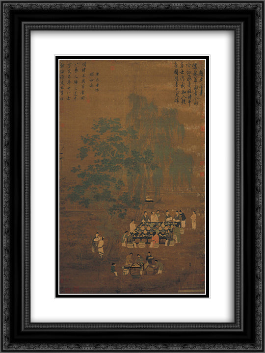 An Elegant Party 18x24 Black Ornate Wood Framed Art Print Poster with Double Matting by Huizong, Emperor
