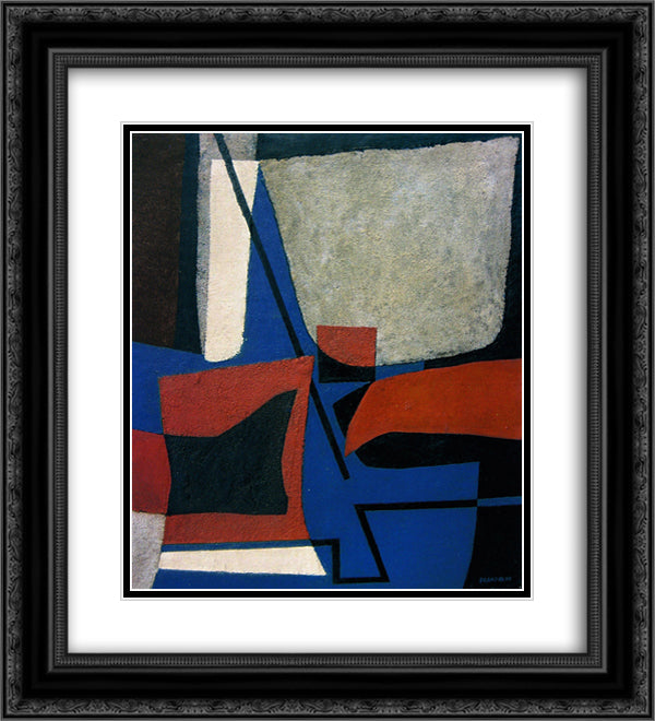 Abstract Composition 20x22 Black Ornate Wood Framed Art Print Poster with Double Matting by Prampolini, Enrico