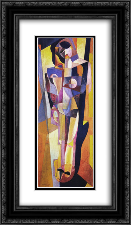 Donna + ambiente 14x24 Black Ornate Wood Framed Art Print Poster with Double Matting by Prampolini, Enrico