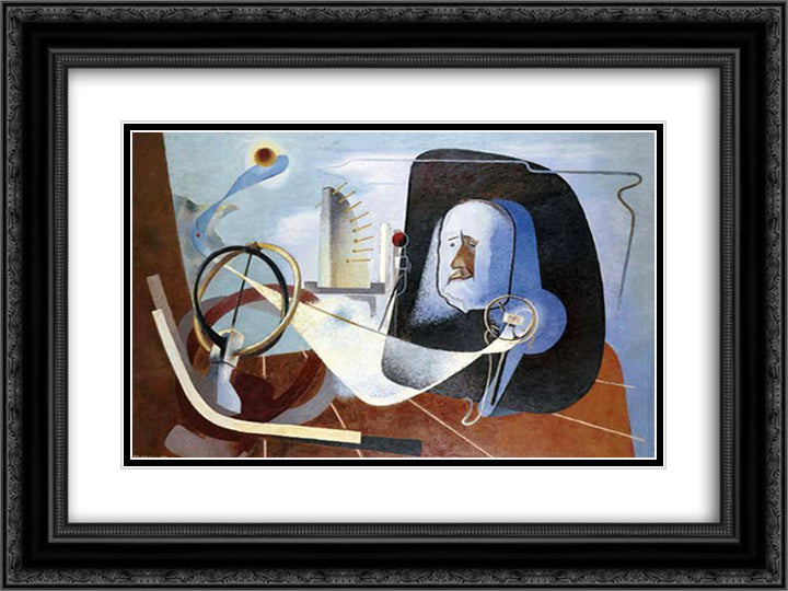 Guglielmo Marconi 24x18 Black Ornate Wood Framed Art Print Poster with Double Matting by Prampolini, Enrico