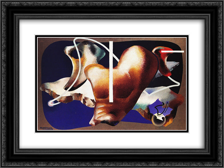 Superamento terrestre 24x18 Black Ornate Wood Framed Art Print Poster with Double Matting by Prampolini, Enrico