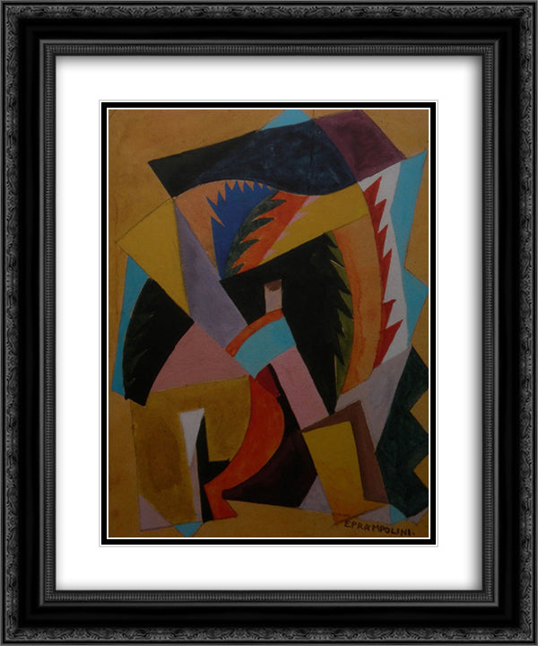 Untetled 20x24 Black Ornate Wood Framed Art Print Poster with Double Matting by Prampolini, Enrico