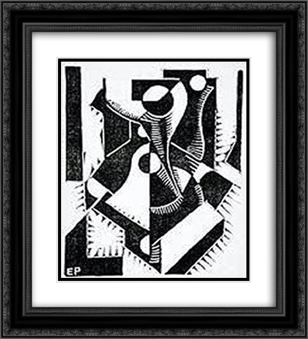 Untitled 20x22 Black Ornate Wood Framed Art Print Poster with Double Matting by Prampolini, Enrico