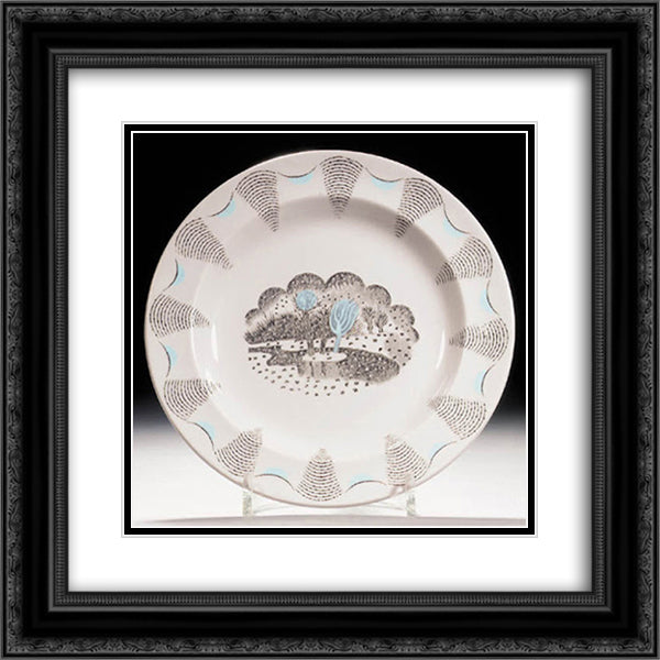 A dinner plate from his 'Travel' service designed for Wedgwood 20x20 Black Ornate Wood Framed Art Print Poster with Double Matting by Ravilious, Eric