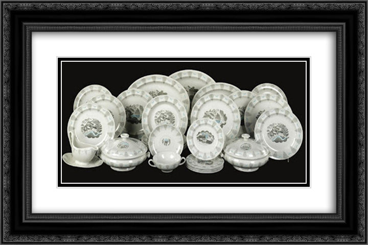 An entire 'Travel' service, designed for Wedgwood 24x16 Black Ornate Wood Framed Art Print Poster with Double Matting by Ravilious, Eric