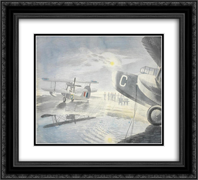 Morning on the Tarmac 22x20 Black Ornate Wood Framed Art Print Poster with Double Matting by Ravilious, Eric