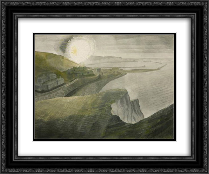 Shelling by night 24x20 Black Ornate Wood Framed Art Print Poster with Double Matting by Ravilious, Eric