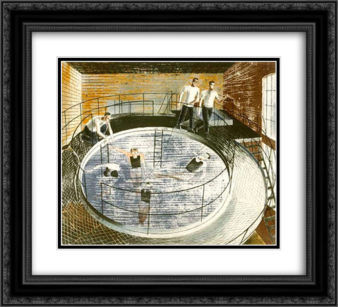 Testing Davis apparatus 22x20 Black Ornate Wood Framed Art Print Poster with Double Matting by Ravilious, Eric