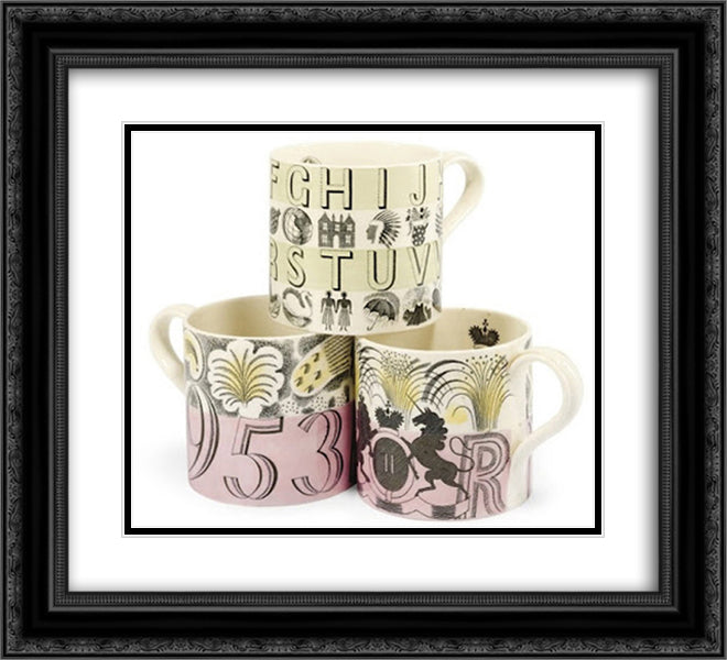 Three mugs designed for Wedgwood 22x20 Black Ornate Wood Framed Art Print Poster with Double Matting by Ravilious, Eric
