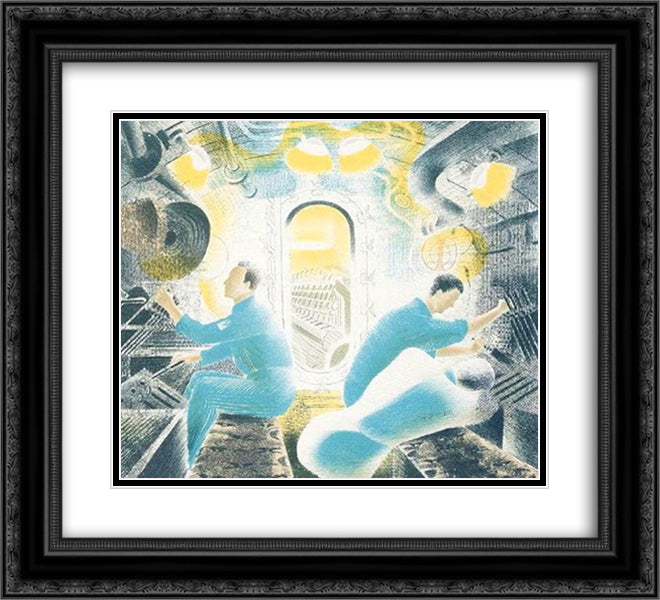 Working controls while submerged 22x20 Black Ornate Wood Framed Art Print Poster with Double Matting by Ravilious, Eric