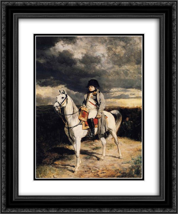 Napoleon I in 1814 20x24 Black Ornate Wood Framed Art Print Poster with Double Matting by Meissonier, Ernest