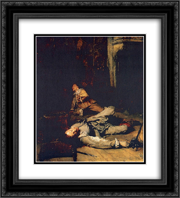 The End of the Game of Cards 20x22 Black Ornate Wood Framed Art Print Poster with Double Matting by Meissonier, Ernest