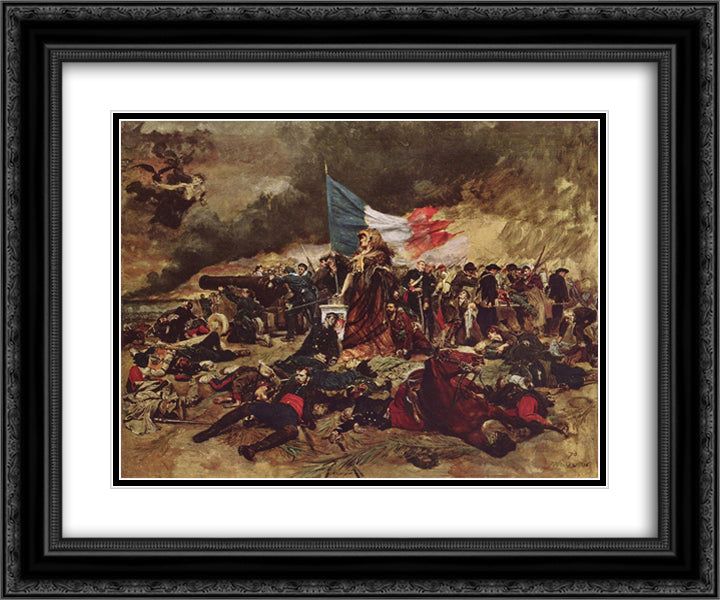 The siege of Paris in 1870 24x20 Black Ornate Wood Framed Art Print Poster with Double Matting by Meissonier, Ernest