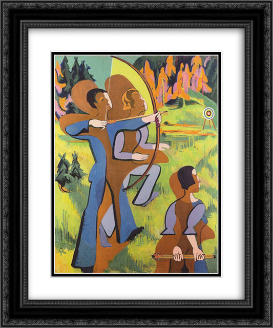 Archers 20x24 Black Ornate Wood Framed Art Print Poster with Double Matting by Kirchner, Ernst Ludwig