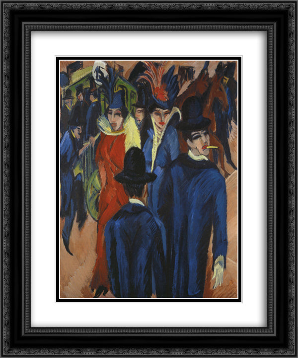 Berlin Street Scene 20x24 Black Ornate Wood Framed Art Print Poster with Double Matting by Kirchner, Ernst Ludwig