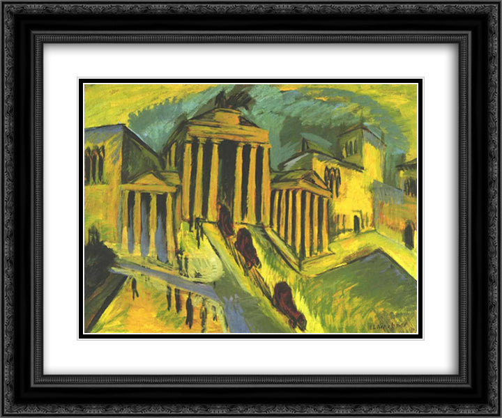 Brandenburg Gate in Berlin 24x20 Black Ornate Wood Framed Art Print Poster with Double Matting by Kirchner, Ernst Ludwig