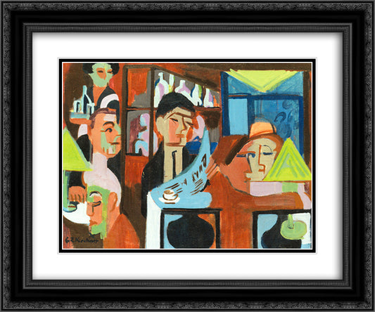 Cafe in Davos 24x20 Black Ornate Wood Framed Art Print Poster with Double Matting by Kirchner, Ernst Ludwig