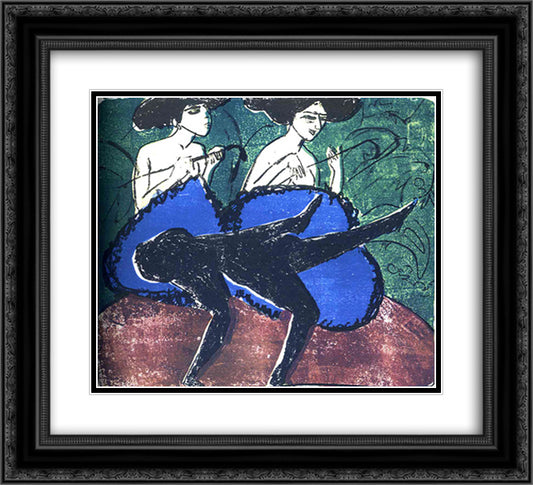 Cake-Walk 22x20 Black Ornate Wood Framed Art Print Poster with Double Matting by Kirchner, Ernst Ludwig