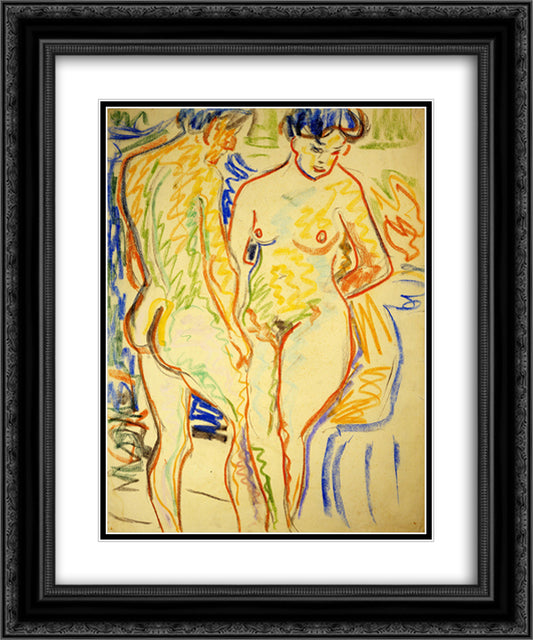 Couple 20x24 Black Ornate Wood Framed Art Print Poster with Double Matting by Kirchner, Ernst Ludwig