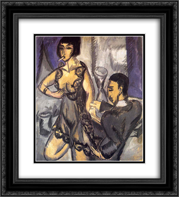 Couple in a Room 20x22 Black Ornate Wood Framed Art Print Poster with Double Matting by Kirchner, Ernst Ludwig