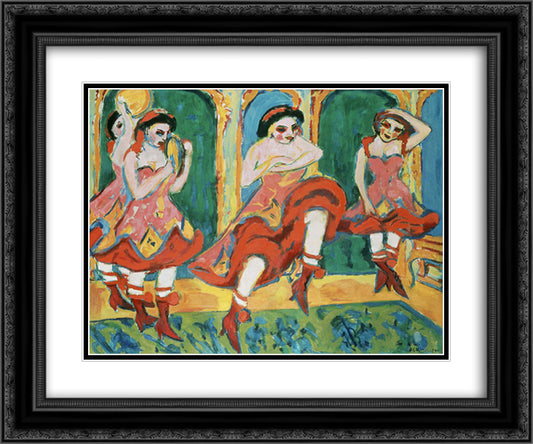 Czardas Dancers 24x20 Black Ornate Wood Framed Art Print Poster with Double Matting by Kirchner, Ernst Ludwig