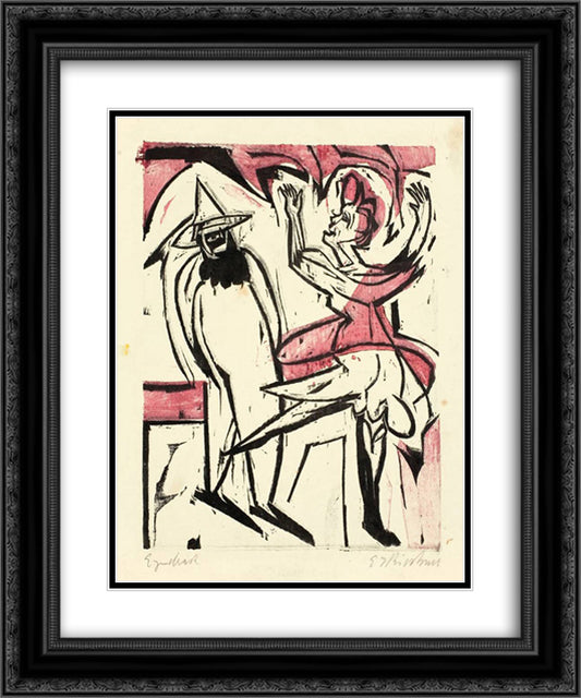 Dance 20x24 Black Ornate Wood Framed Art Print Poster with Double Matting by Kirchner, Ernst Ludwig