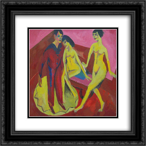 Dance School 20x20 Black Ornate Wood Framed Art Print Poster with Double Matting by Kirchner, Ernst Ludwig