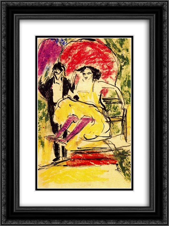 Dancing Couple of the Variety 18x24 Black Ornate Wood Framed Art Print Poster with Double Matting by Kirchner, Ernst Ludwig