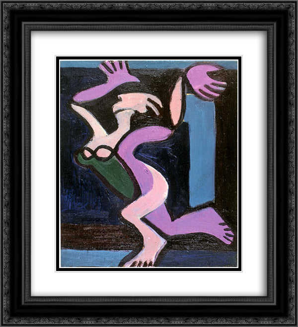 Dancing Female Nude, Gret Palucca 20x22 Black Ornate Wood Framed Art Print Poster with Double Matting by Kirchner, Ernst Ludwig