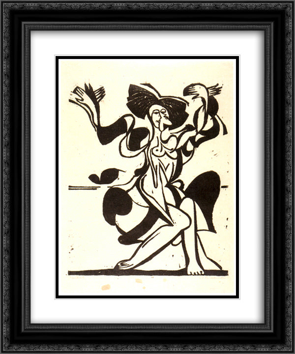 Dancing Mary Wigman 20x24 Black Ornate Wood Framed Art Print Poster with Double Matting by Kirchner, Ernst Ludwig