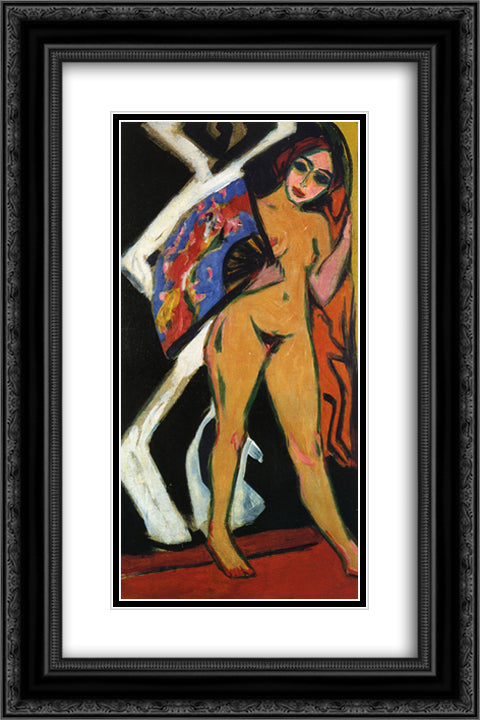 Dodo with Large Fan 16x24 Black Ornate Wood Framed Art Print Poster with Double Matting by Kirchner, Ernst Ludwig