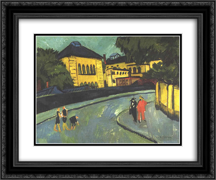 Dresden Friedrichstadt 24x20 Black Ornate Wood Framed Art Print Poster with Double Matting by Kirchner, Ernst Ludwig