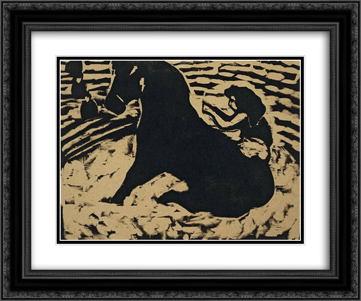 Equestrienne 24x20 Black Ornate Wood Framed Art Print Poster with Double Matting by Kirchner, Ernst Ludwig