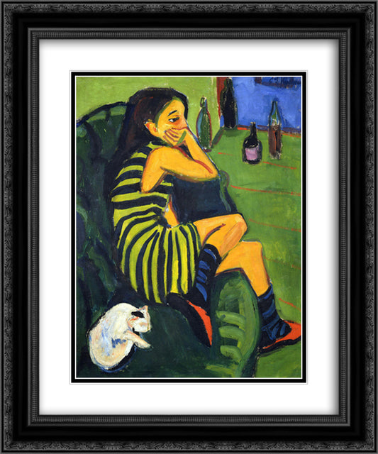 Female Artist 20x24 Black Ornate Wood Framed Art Print Poster with Double Matting by Kirchner, Ernst Ludwig