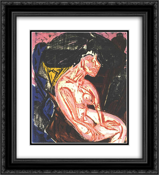 Female Lover 20x22 Black Ornate Wood Framed Art Print Poster with Double Matting by Kirchner, Ernst Ludwig