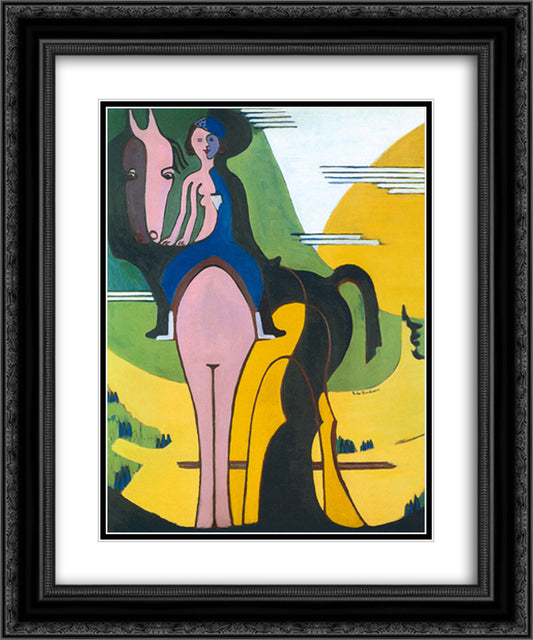 Female Rider 20x24 Black Ornate Wood Framed Art Print Poster with Double Matting by Kirchner, Ernst Ludwig