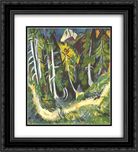 Forest Gorge 20x22 Black Ornate Wood Framed Art Print Poster with Double Matting by Kirchner, Ernst Ludwig