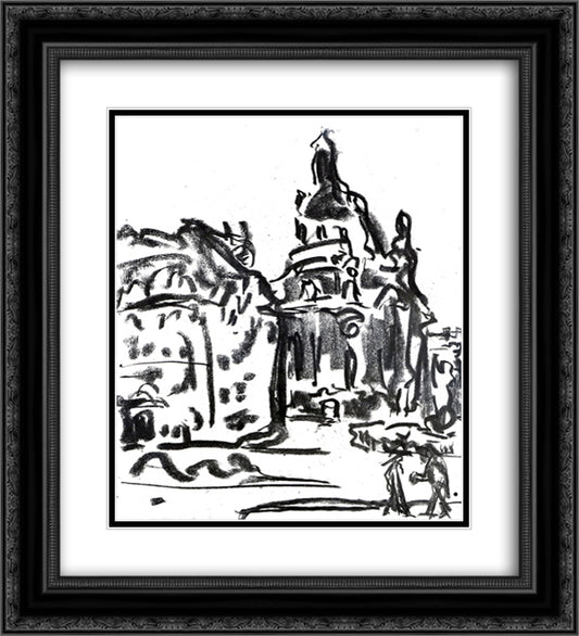 Frauenkirche 20x22 Black Ornate Wood Framed Art Print Poster with Double Matting by Kirchner, Ernst Ludwig