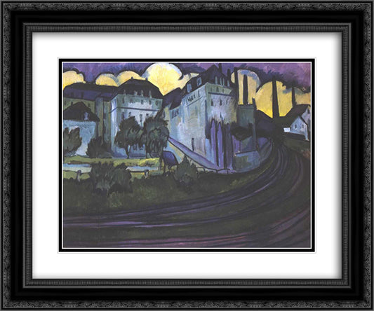 Gateway to the freight depot in Altstadt 24x20 Black Ornate Wood Framed Art Print Poster with Double Matting by Kirchner, Ernst Ludwig